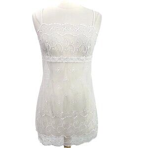 VTG Victorias Secret White Eyelet Lace Bridal Slip dress Chemise Lingerie Size L